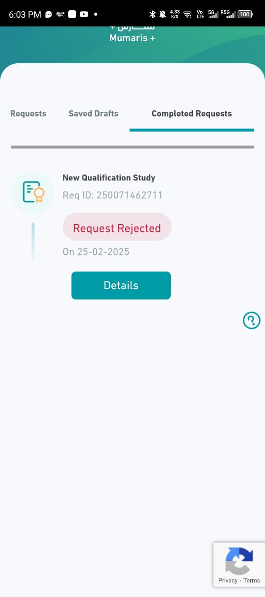 SCFHS client proof: Rejected Accounts