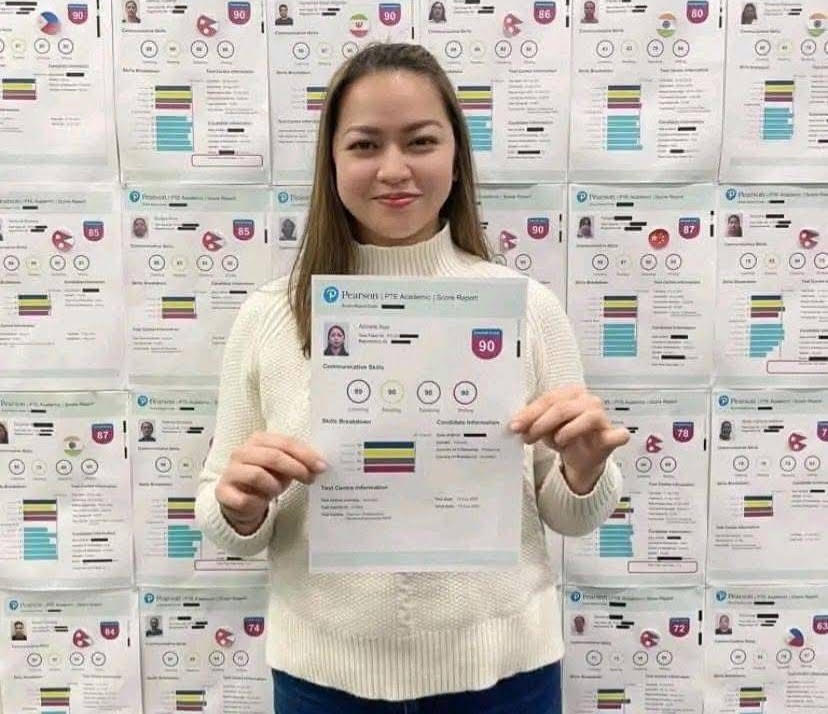 A client holding an approved result in front of a wall of successful outcomes
